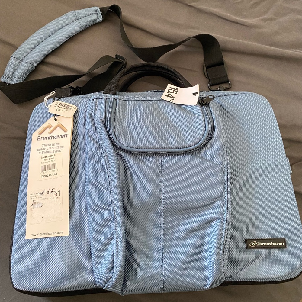 New Brenthaven 2139 Metrolite II Zero Notebook Laptop Bag Steel Blue 15/13"